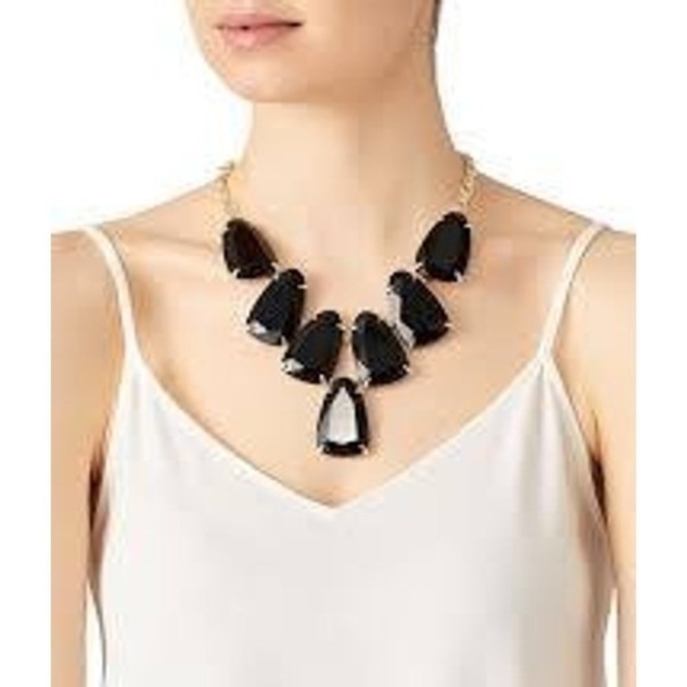Kendra Scott Womens Harlow‎ Statement Necklace Black Gold Glam Formal OS
